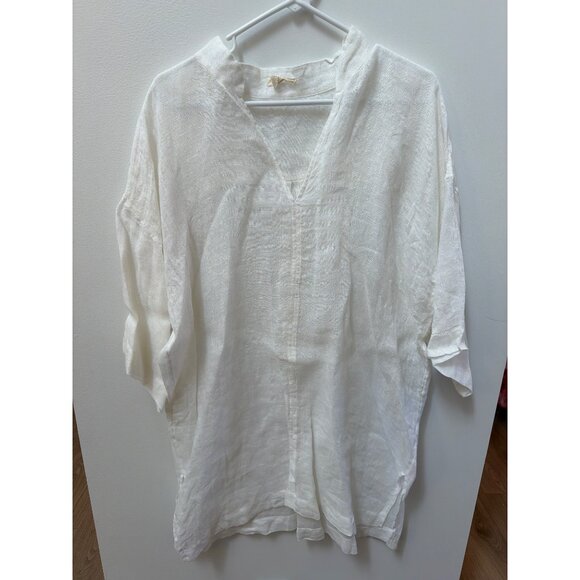 Eileen Fisher White Linen Tunic Top Womens L/XL - Picture 1 of 5
